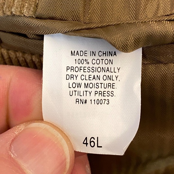 Croft & Barrow Corduroy Blazer Mens 46L 2 button Cotton Khaki Lining - Picture 12 of 15